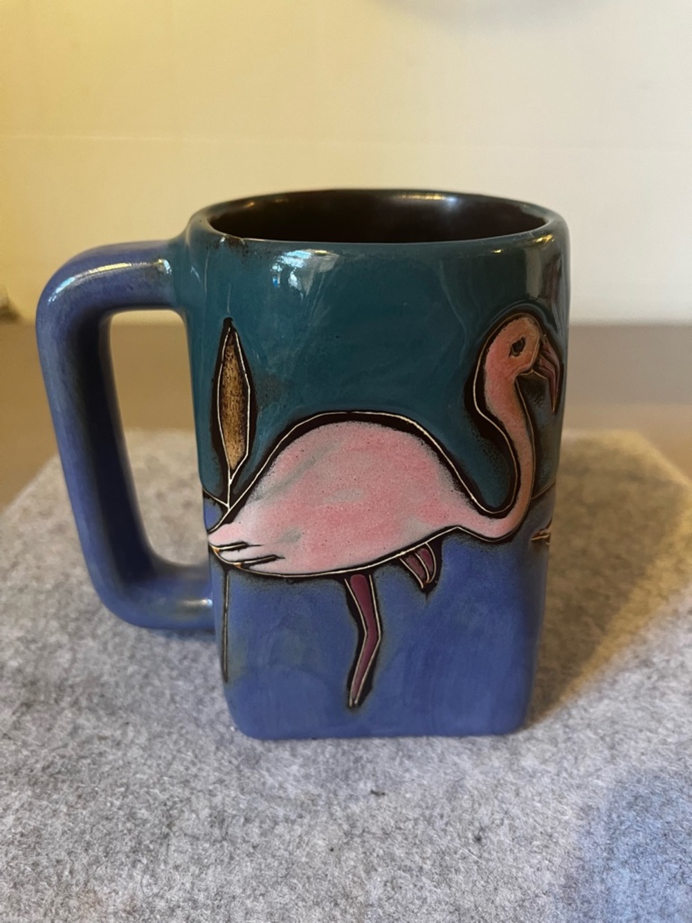 Mara Hand Painted Pink Flamingo Stoneware Mug Made In Mexico
